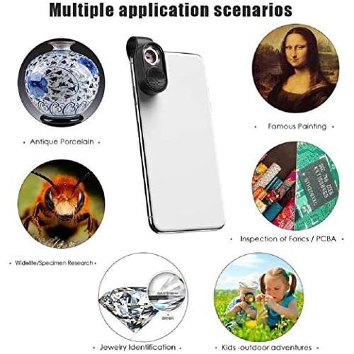  [아마존베스트]Evil eye Digital Microscope Microlens 100X Microscope Magnification LED Light with Universal Clip for Phone