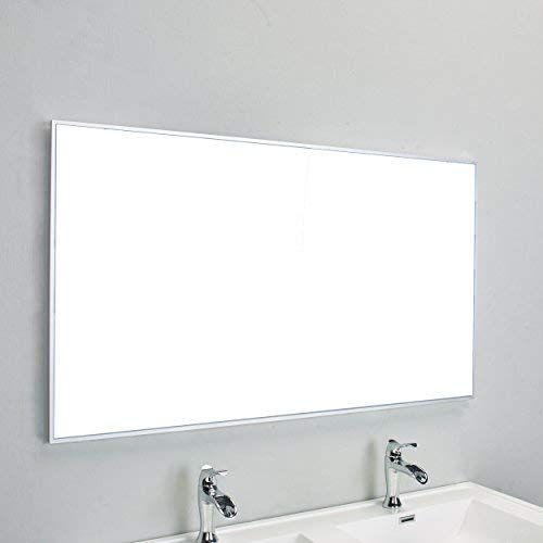  Eviva EVMR01-60X30-MetalFrame Sax 60 Brushed Metal Frame Bathroom Wall Mirrors Silver