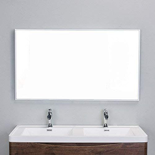  Eviva EVMR01-60X30-MetalFrame Sax 60 Brushed Metal Frame Bathroom Wall Mirrors Silver