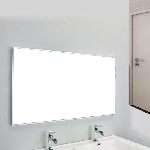  Eviva EVMR01-60X30-MetalFrame Sax 60 Brushed Metal Frame Bathroom Wall Mirrors Silver