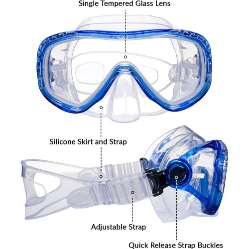 EVO Isla Single Lens Mask, Single Lens Dive Mask, Snorkeling Mask, Scuba Mask, Freedive Mask