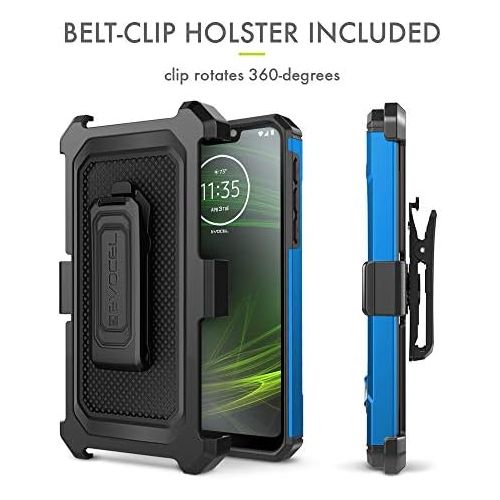  [아마존베스트]Evocel Motorola Moto G7 Power Case, [Explorer Series Pro] Premium Full Body Case with Glass Screen Protector, Belt Clip Holster, Metal Kickstand for Motorola Moto G7 Power (XT1955)