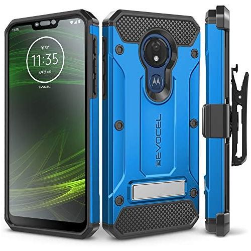  [아마존베스트]Evocel Motorola Moto G7 Power Case, [Explorer Series Pro] Premium Full Body Case with Glass Screen Protector, Belt Clip Holster, Metal Kickstand for Motorola Moto G7 Power (XT1955)