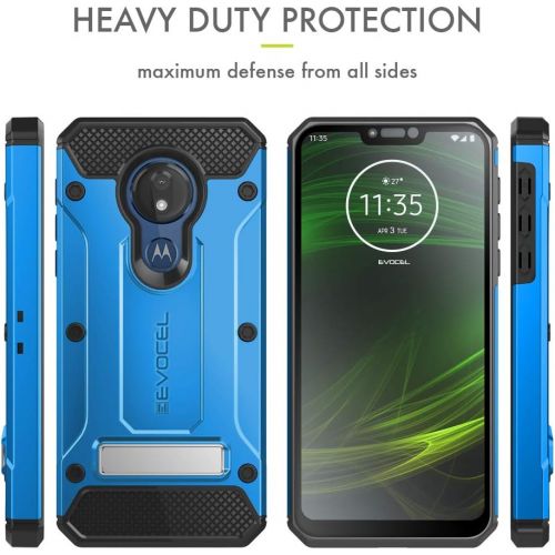  [아마존베스트]Evocel Motorola Moto G7 Power Case, [Explorer Series Pro] Premium Full Body Case with Glass Screen Protector, Belt Clip Holster, Metal Kickstand for Motorola Moto G7 Power (XT1955)