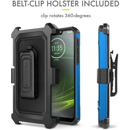  [아마존베스트]Evocel Motorola Moto G7 Power Case, [Explorer Series Pro] Premium Full Body Case with Glass Screen Protector, Belt Clip Holster, Metal Kickstand for Motorola Moto G7 Power (XT1955)