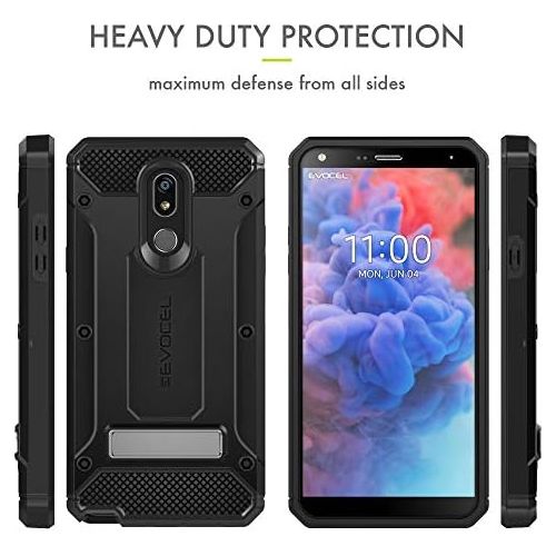  [아마존베스트]LG Stylo 5 Case, Evocel [Explorer Series Pro] Premium Full Body Case with Glass Screen Protector, Belt Clip Holster, Metal Kickstand for LG Stylo 5, Black