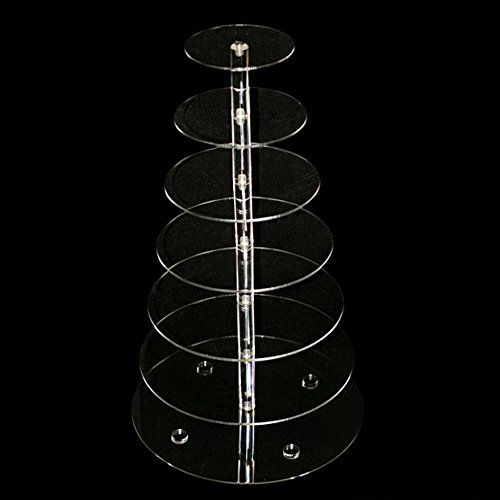  Evokem 7 Tier Clear Circle Round Cake Cupcake Stand Dessert Tower Wedding Birthday Christmas Party Display (7tier)