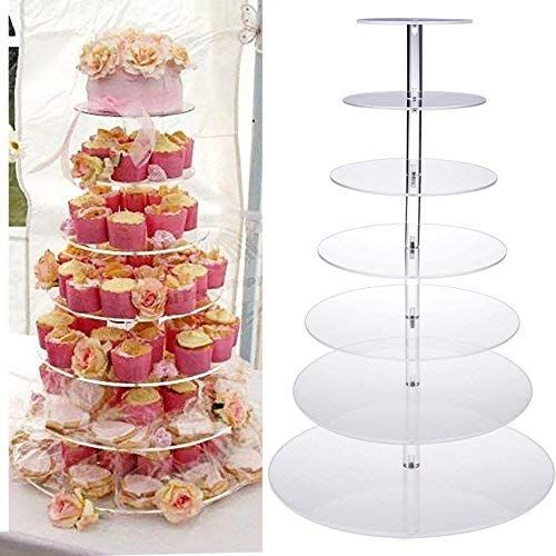  Evokem 7 Tier Clear Circle Round Cake Cupcake Stand Dessert Tower Wedding Birthday Christmas Party Display (7tier)