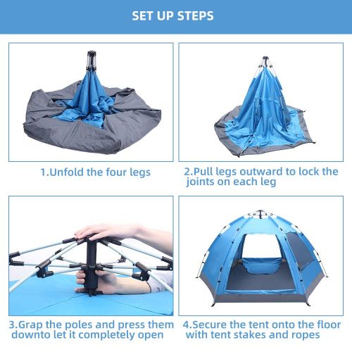  Evokem Pop-up Tent Waterproof UV Protect Tents for Camping Hiking Beach 3-4 Person [US Stock]