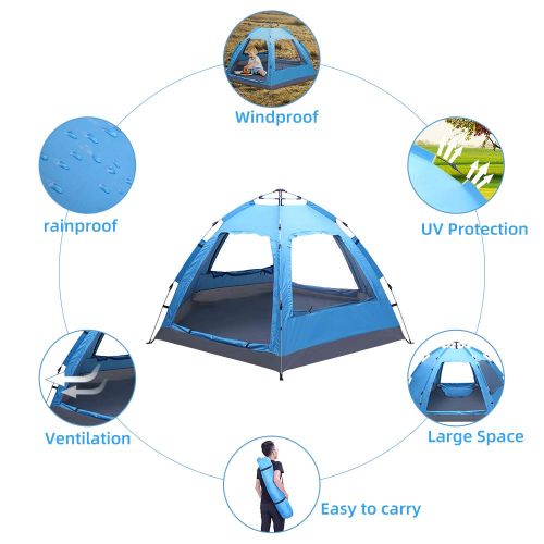  Evokem Pop-up Tent Waterproof UV Protect Tents for Camping Hiking Beach 3-4 Person [US Stock]