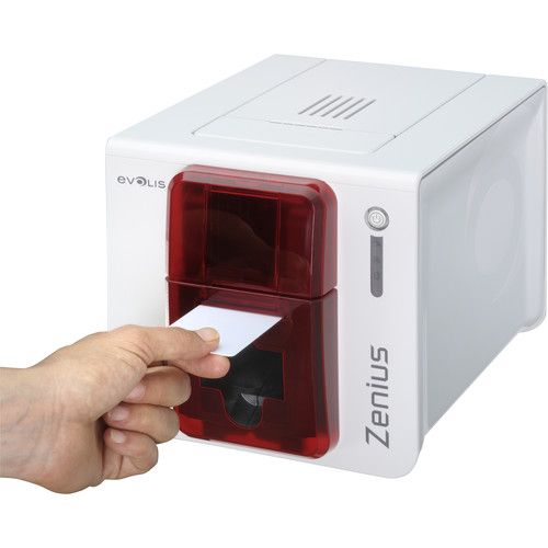  Evolis Zenius Expert Mag ISO Single-Sided Card Printer with Mag ISO Dual HiCo/LoCo 3-track magnetic stripe Encoder (Fire Red)