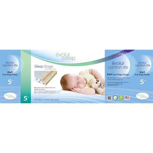  Evolur Sleep Dual Stage Comfort-Lite 5 Foam Crib and Toddler Mattress, Silver Star