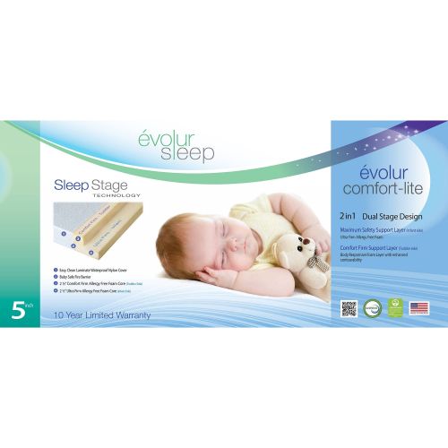  Evolur Sleep Dual Stage Comfort-Lite 5 Foam Crib and Toddler Mattress, Silver Star