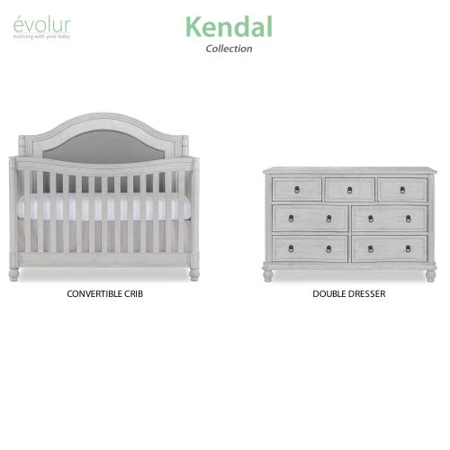 Evolur Kendal Curve Top 5 in 1 Convertible Crib ,Antique Grey Mist