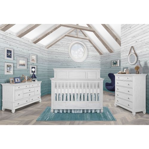  Evolur Signature Cape May 5 in 1 Full Panel Convertible Crib,Weathered White