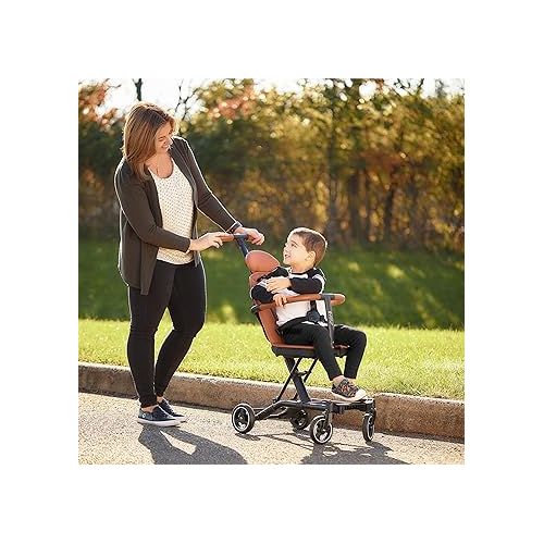  Evolur Cruise Rider Stroller with Canopy, Lightweight Umbrella Stroller with Compact Fold, Easy to Carry Travel Stroller - Cognac