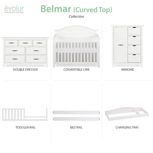  Evolur Belmar Double Dresser, Weathered White