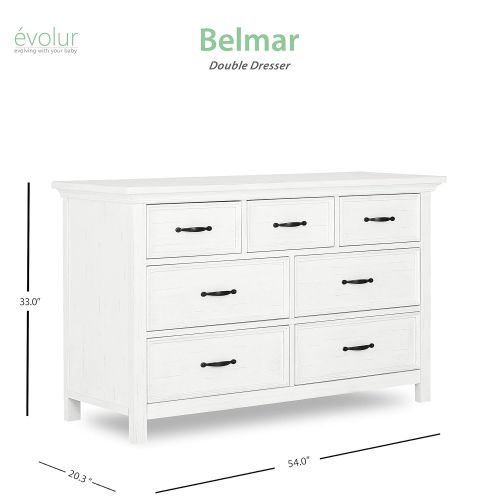  Evolur Belmar Double Dresser, Weathered White