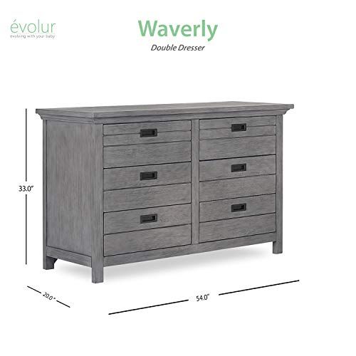  Evolur Waverly Double Dresser, Rustic Grey