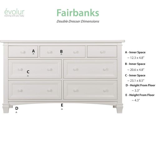  Evolur Fairbanks Double Dresser, Winter White