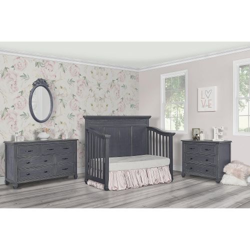  Evolur Madison 5 1 Flat Top Convertible Crib, Weathered Grey