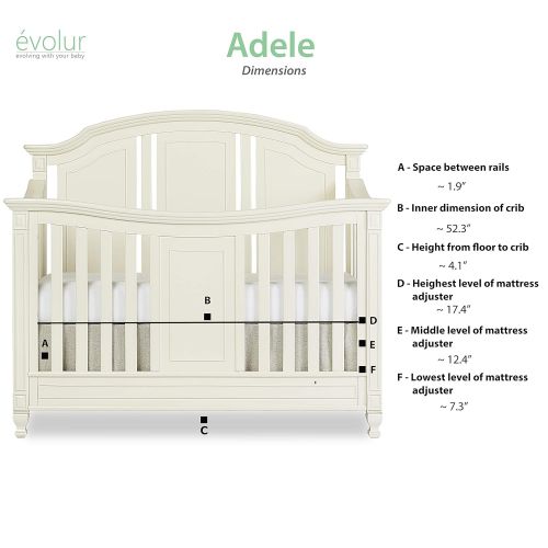 Evolur Adele 5 in 1 Convertible Crib in Creme Brulee