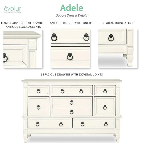  Evolur Adele Double Dresser, Creme Brulee