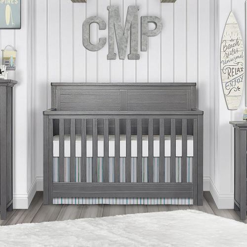  Evolur Belmar Flat 5 in 1 Convertible Crib, Weathered White