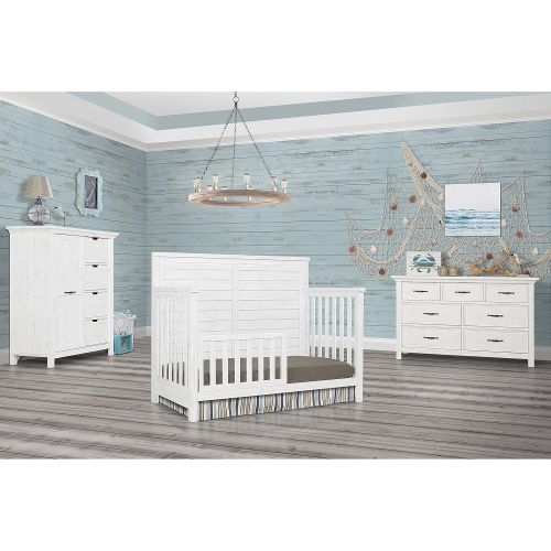  Evolur Belmar Flat 5 in 1 Convertible Crib, Weathered White