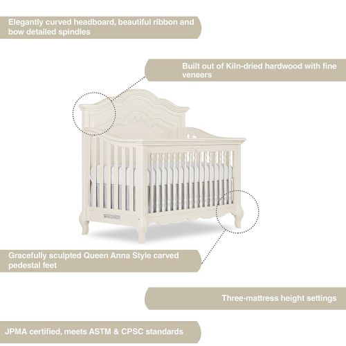  Evolur Aurora 5-in-1 Convertible Crib, Ivory Lace