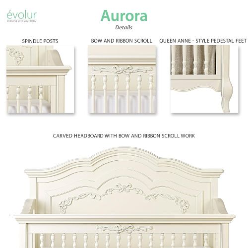  Evolur Aurora 5-in-1 Convertible Crib, Ivory Lace