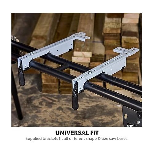  Evolution Power Tools Miter Saw Stand PLUS - Compact Folding Stand with Extendable Arms, Large Wheels, Universal Fittings for Most Brands Evolution, Makita, DeWalt, Bosch, Ryobi, Einhell and Metabo