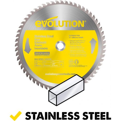  Evolution Power Tools 14BLADESS Stainless Steel Cutting Saw Blade, 14-Inch x 90-Tooth , Yellow