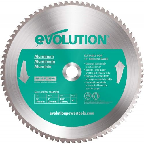  Evolution Power Tools 12BLADEAL Aluminum Cutting Saw Blade, 12-Inch x 80-Tooth, Green