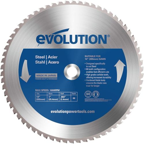  Evolution Power Tools 14BLADEST Steel Cutting Saw Blade, 14-Inch x 66-Tooth , Blue