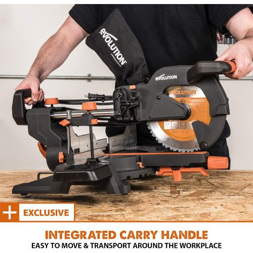  Evolution Power Tools R255SMS+ 10 Multi-Material Compound Sliding Miter Saw Plus