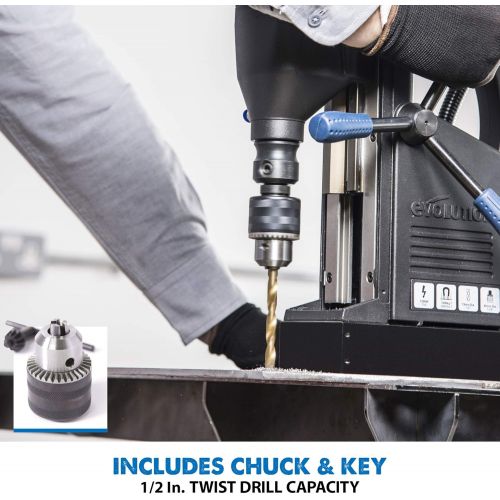  [아마존베스트]Evolution Heavy Duty 1-1/8 inch Industrial Magnetic Drill With Carry Case - S28MAG