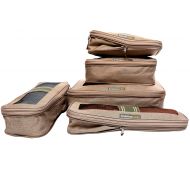 EvolutionCubes Compression Packing Cubes Travel 6 Set Luggage Organizers w/Wrinkle-Guard (Riviera Sand Beige)