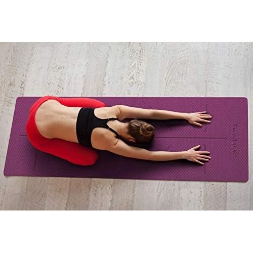 [아마존베스트]Ewedoos Yoga Mat Non-Slip with Alignment Lines Environmentally Friendly TPE Yoga Mats with Carry Strap Ideal Yoga Mat Exercise Mat for Yoga Pilates Fitness