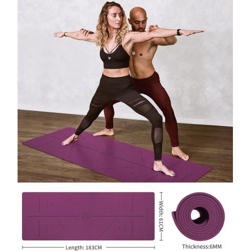  [아마존베스트]Ewedoos Yoga Mat Non-Slip with Alignment Lines Environmentally Friendly TPE Yoga Mats with Carry Strap Ideal Yoga Mat Exercise Mat for Yoga Pilates Fitness