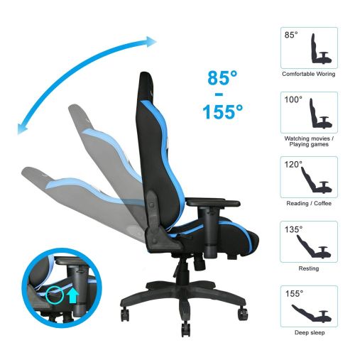  Ewin Chair Ewin Gaming Office Chair 3D Adjustable Armrests Memory Foam Ergonomic High-Back PU Leather Racing Executive Computer Chair Calling Series Blue&White