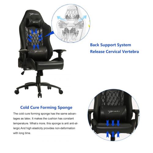  Ewin Chair Ewin Gaming Office Chair 4D Armrests High-Back PU Leather Diamond Pattern Ergonomic Racing Executive Computer Chair Champion Series Black