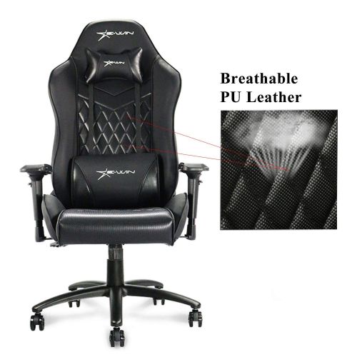  Ewin Chair Ewin Gaming Office Chair 4D Armrests High-Back PU Leather Diamond Pattern Ergonomic Racing Executive Computer Chair Champion Series Black