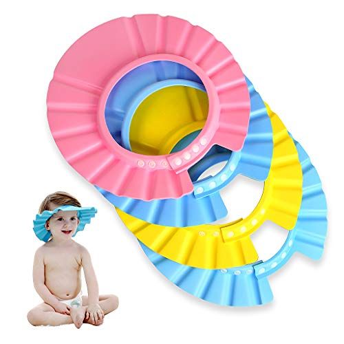  [아마존베스트]Ewinever EWIN(R) 4pcs Soft Adjustable Baby Kids Children Shampoo Bath Bathing Shower Cap Hat Wash Hair Shield Hat