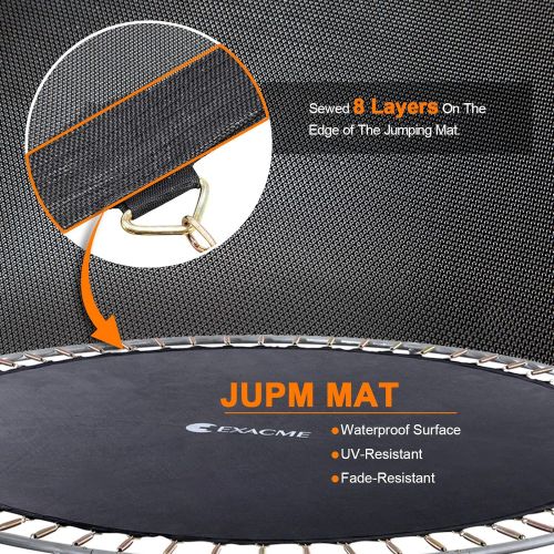  Exacme High Weight Limit Trampoline with Safety Pad & Enclosure Net and Ladder Combo with Basketball Hoop and Ball Included;T-Series, Orange (8foot, 10foot, 12foot, 13foot, 14foot,