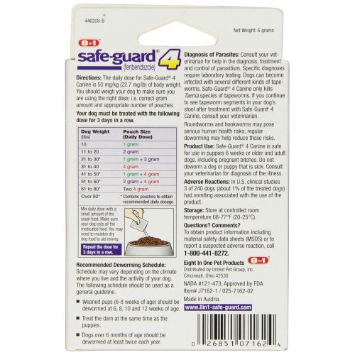  Excel 8in1 Safe-Guard Canine Dewormer for Dogs, 3-Day Treatment