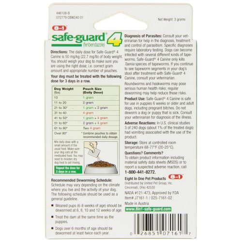  Excel 8in1 Safe-Guard Canine Dewormer for Dogs, 3-Day Treatment