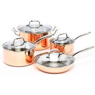 ExcelSteel 546 Professional 8-Piece Triply Cookware Set with Stainless Steel Cast Handles and Knobs, Copper