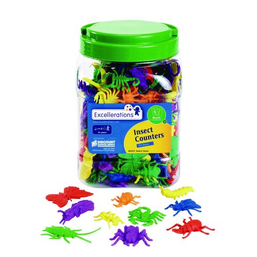  Excellerations Math Manipulatives Set of 144 Bug Counters 1.5 -2, STEM Educational Toy for Mathematics, Preschool