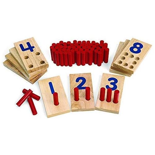  [아마존베스트]Excellerations 2.5 X 5 inches, Peg Number Boards Wooden, Counting Teaching Toy, Educational Toy, Preschool, Kids Toys